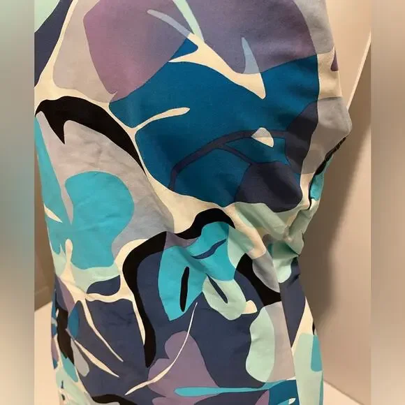 Nautica Brand Blue Purple Floral One Piece Swimsuit Size XL Cross Back - Picture 3 of 6